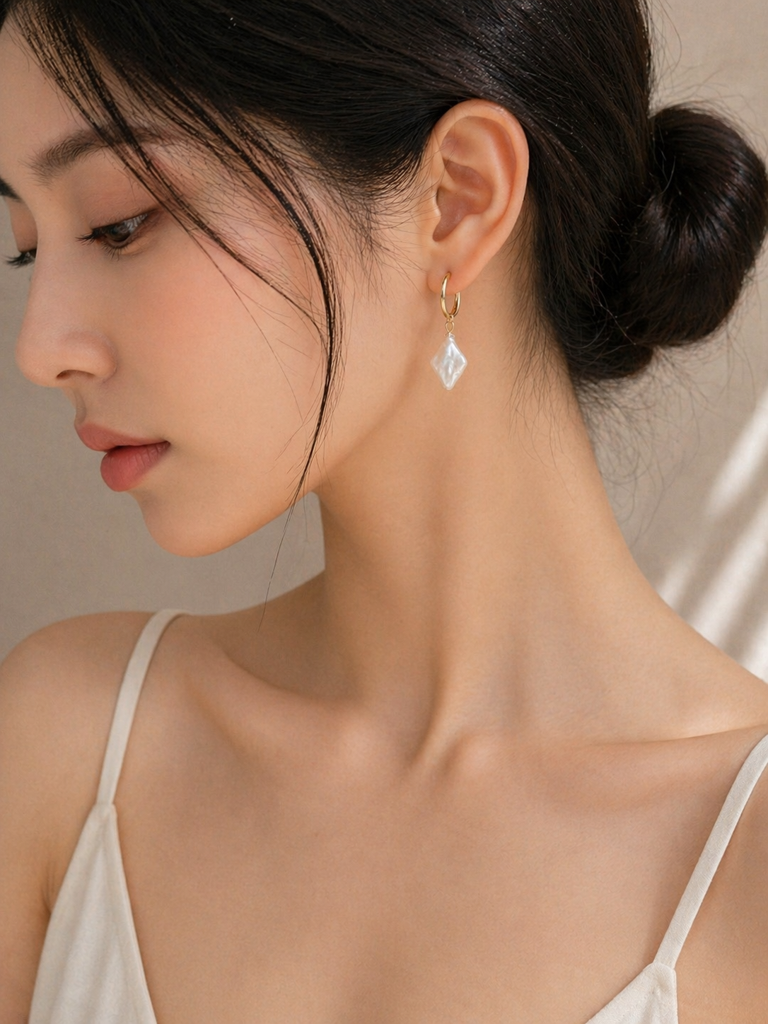Diamond Baroque Pearl Drop Earrings
