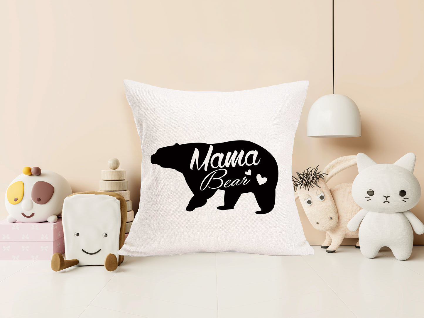 Mama Bear Cushions Throw Pillow / White