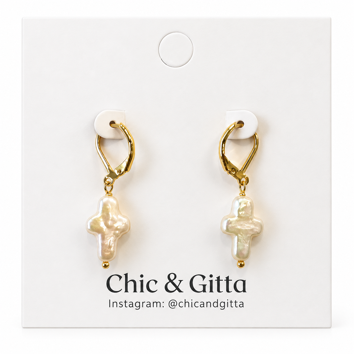 Cross Baroque Pearl Drop Earrings