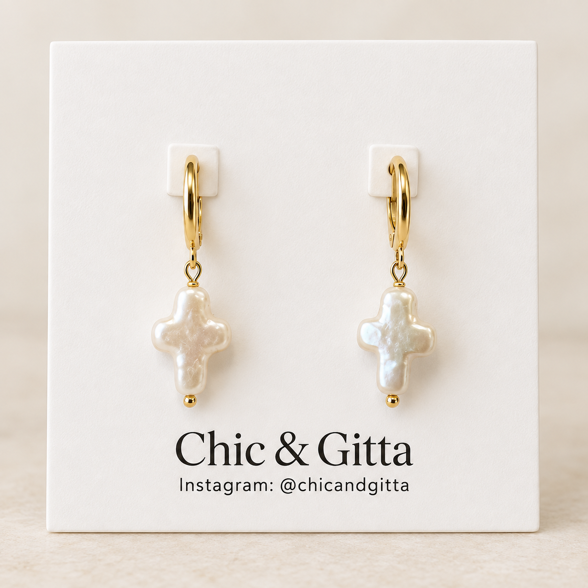 Cross Baroque Pearl Drop Earrings