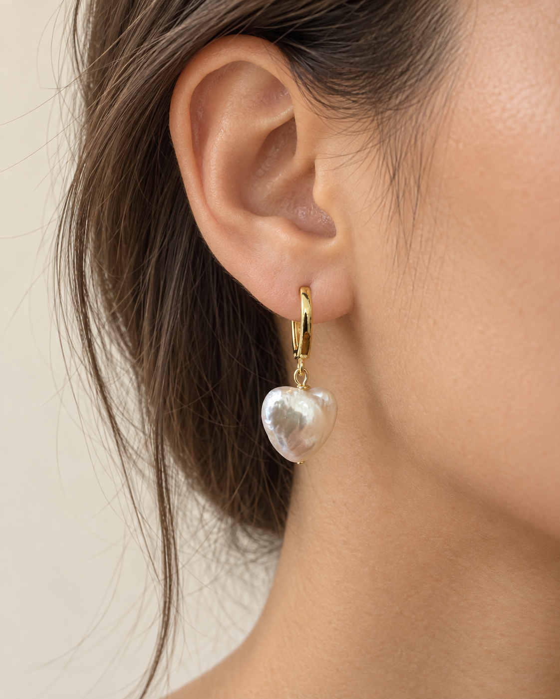 Heart Baroque Pearl Drop Earrings