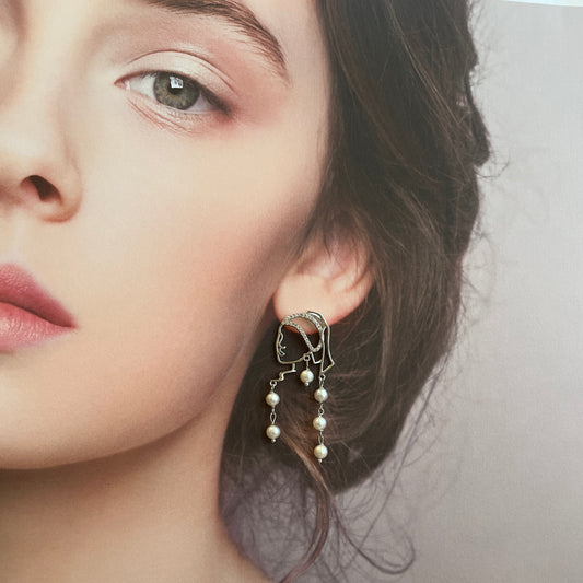 Girl with a Pearl Inspired Drop Earrings – Freshwater Pearl Art Earrings