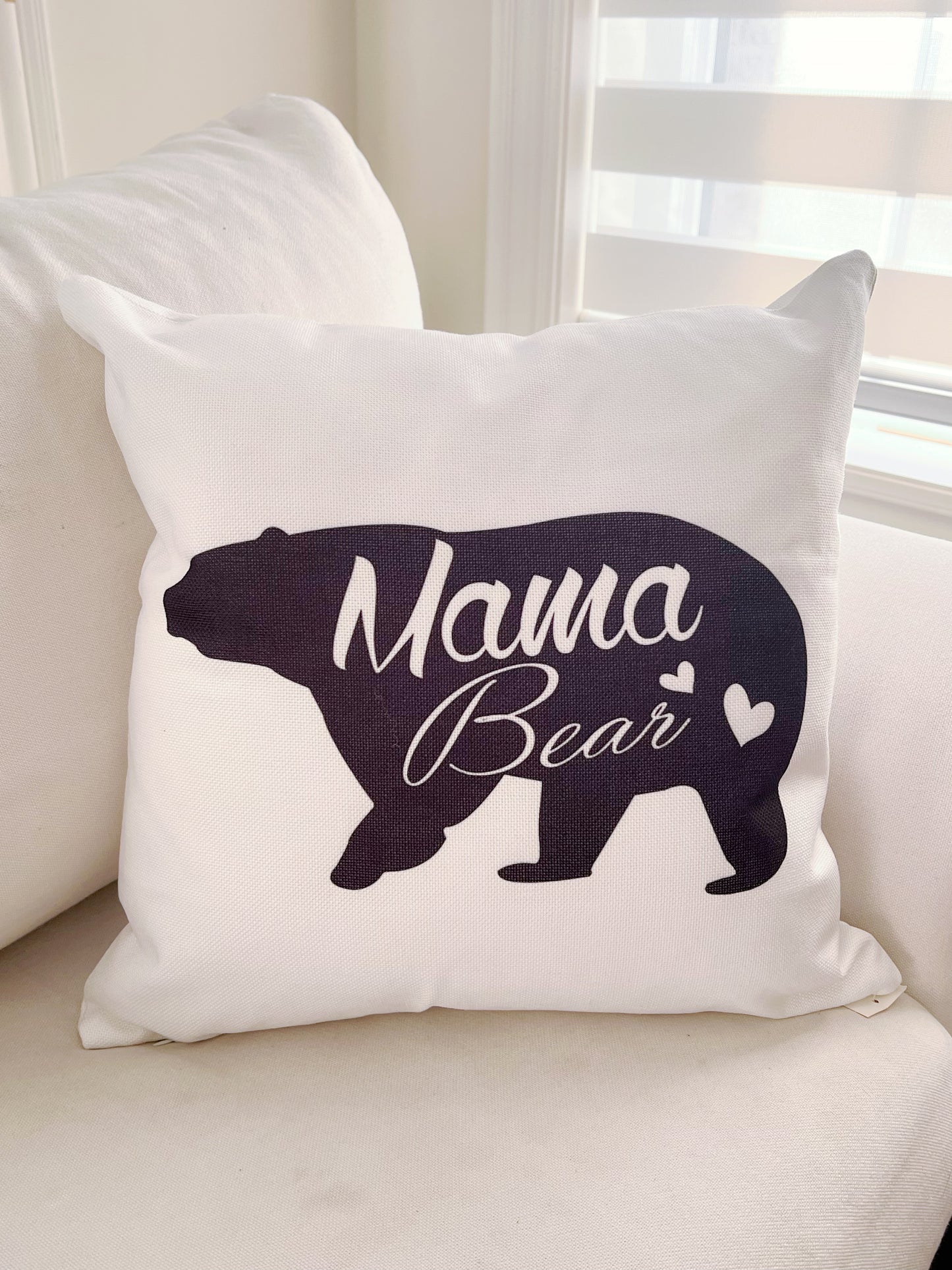 Mama Bear Cushions Throw Pillow / White