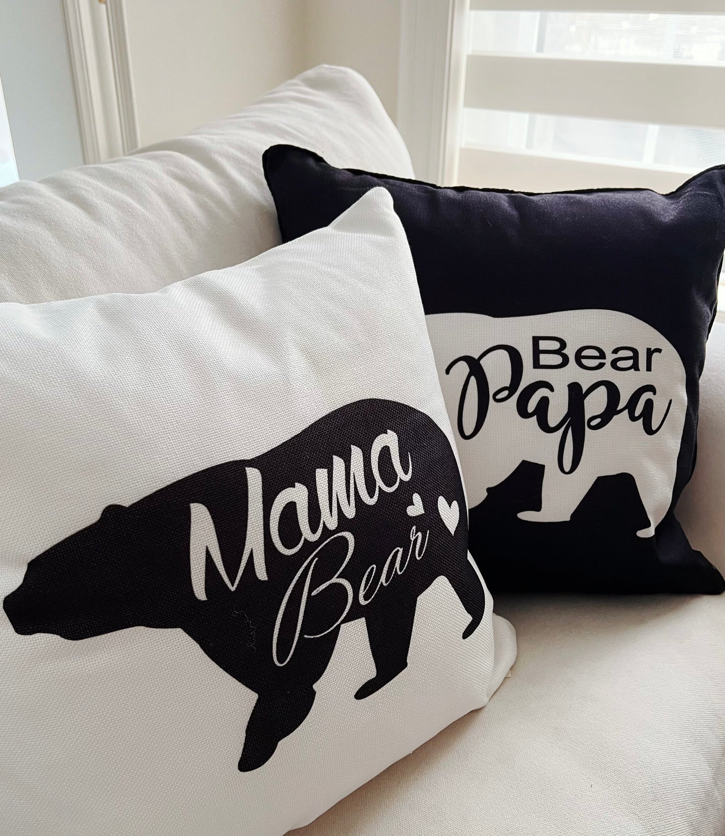 Mama Bear Cushions Throw Pillow / White