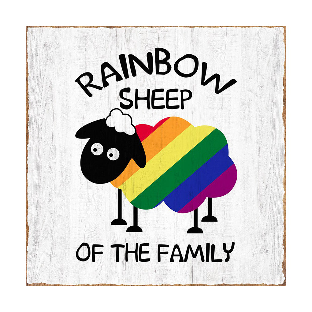 Rainbow Sheep - Wooden Sign (Indoor / Outdoor)