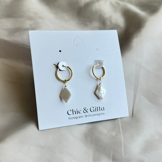 Diamond Baroque Pearl Drop Earrings