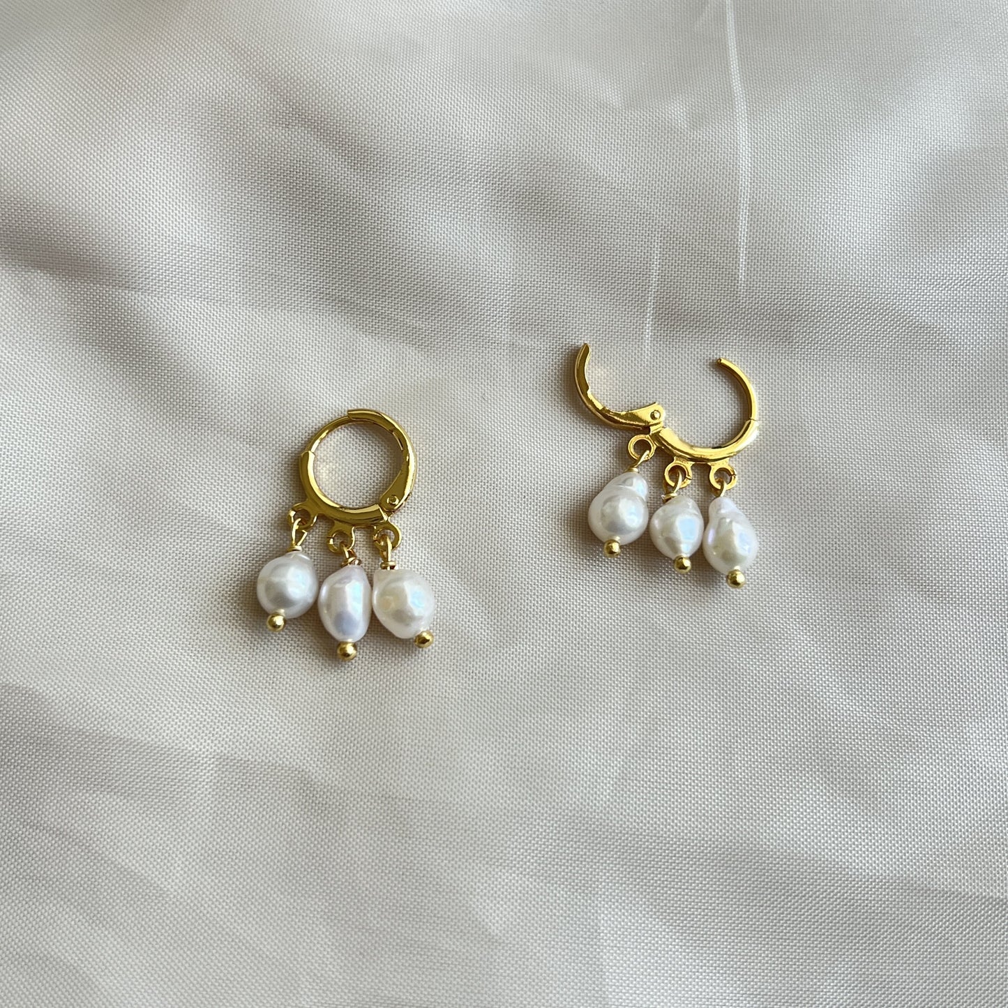 Petite Pearl Cluster Huggie Earrings